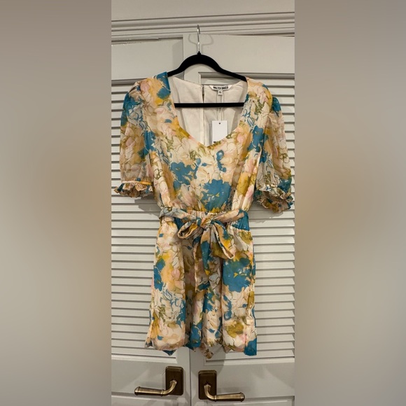 Walter Baker Pants - Walter Baker Multicolor Floral Short Sleeve Shorts Romper w/ Tie @ Waist- new!!